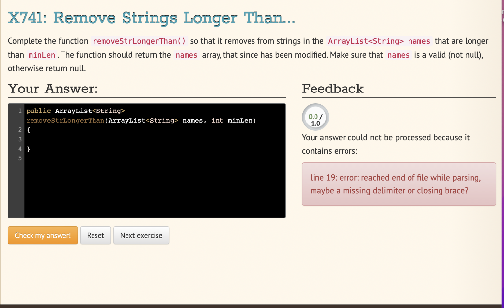 Solved X741: Remove Strings Longer Than.,. Complete the | Chegg.com
