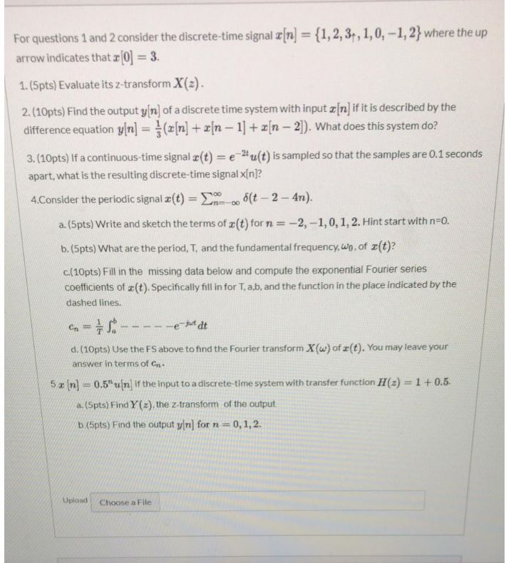 Solved For questions 1 and 2 consider the discrete-time | Chegg.com
