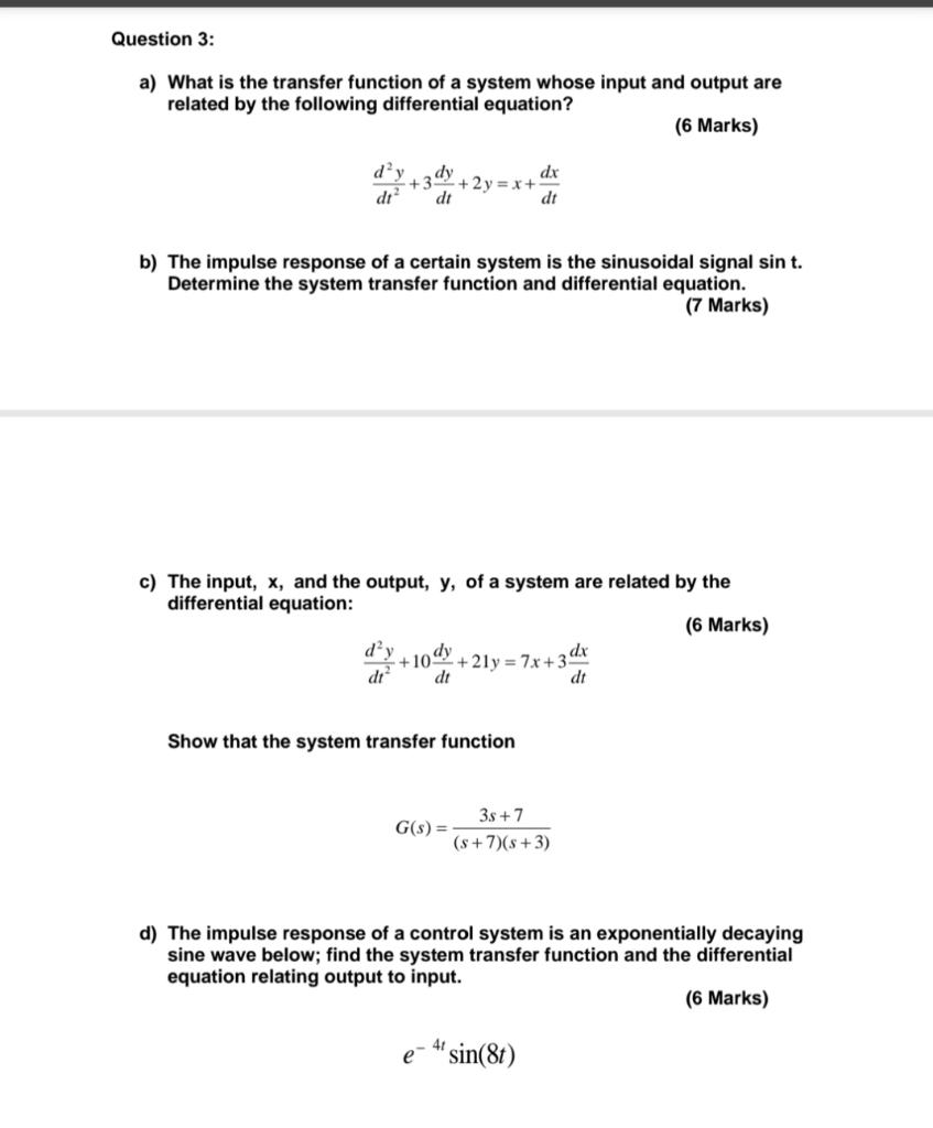 Solved What is the transfer function of a system whose input | Chegg.com