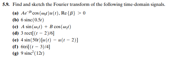 Solved 5.9. Find and sketch the Fourier transform of the | Chegg.com