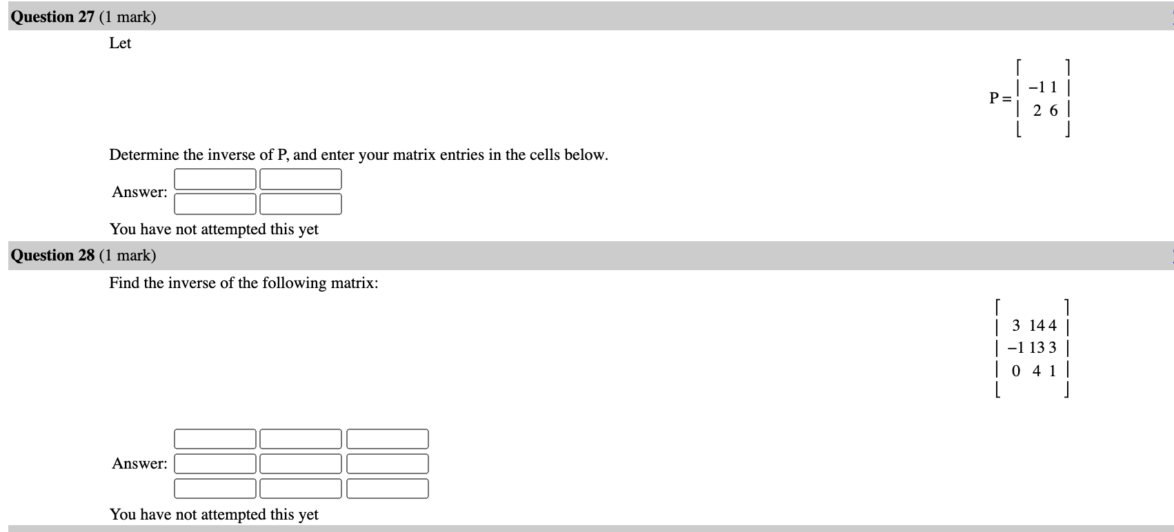 Solved Question 27 1 Mark Let P 11 26 Determine The 8641