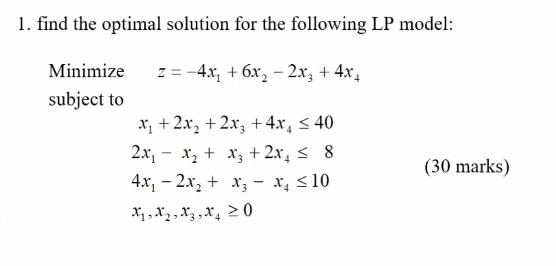 Solved 1. find the optimal solution for the following LP | Chegg.com
