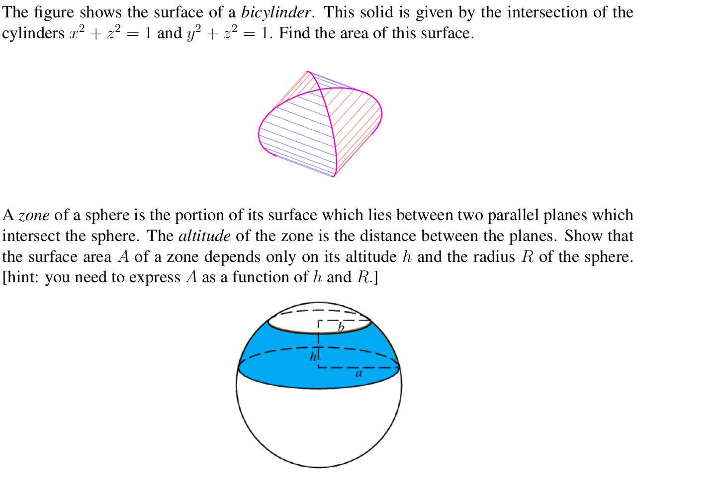 Solved The figure shows the surface of a bicylinder. This | Chegg.com