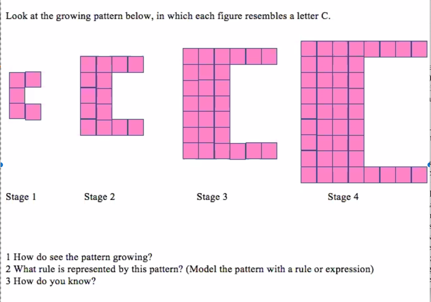 Solved Look at the growing pattern below, in which each | Chegg.com