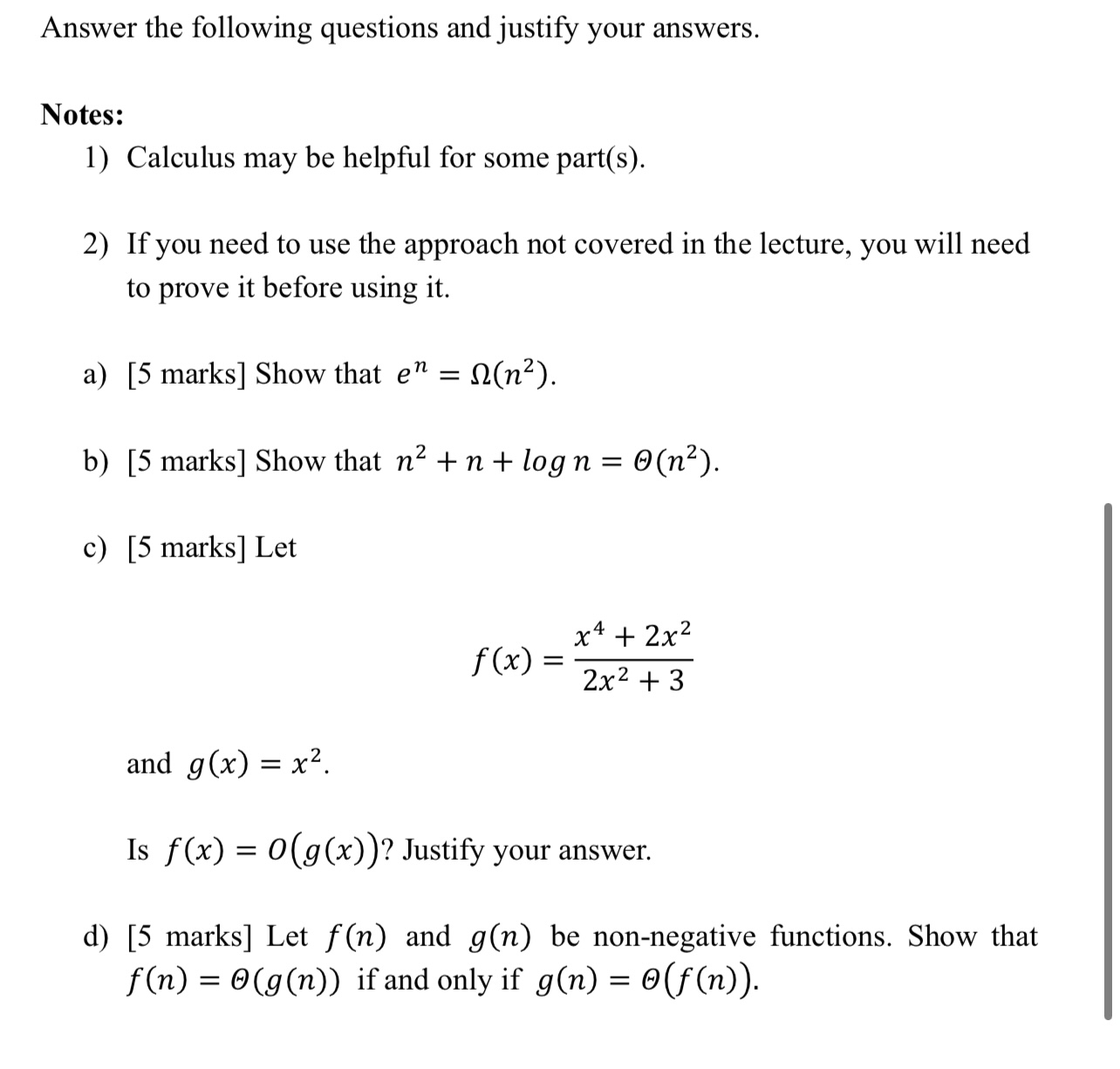 Solved A) [5 Marks] Show That En=Ω(n2). B) [5 Marks] Show | Chegg.com