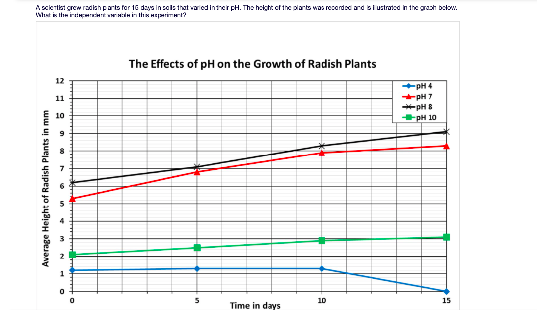 Solved A scientist grew radish plants for 15 days in soils | Chegg.com