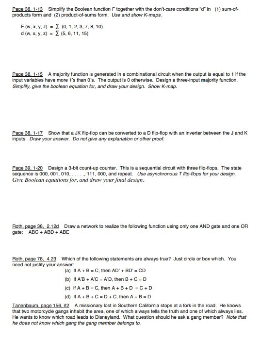 Solved Page 38, 1-13 Simplify the Boolean function F | Chegg.com
