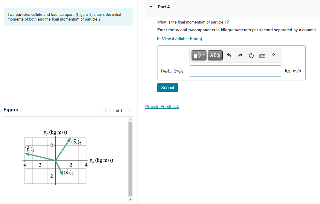 Solved Two particles collide and bounce apart. shows the | Chegg.com