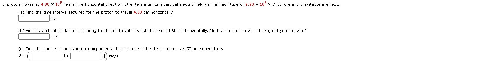 Solved A proton moves at 4.80 x 105 m/s in the horizontal | Chegg.com