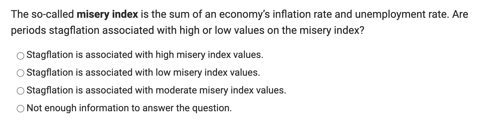 Solved The so-called misery index is the sum of an | Chegg.com