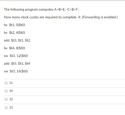 Solved The Following Program Computes A=B+E; C-B+F; How Many | Chegg.com