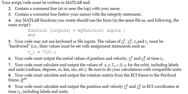 Solved Write a MATLAB script that starts with position and | Chegg.com