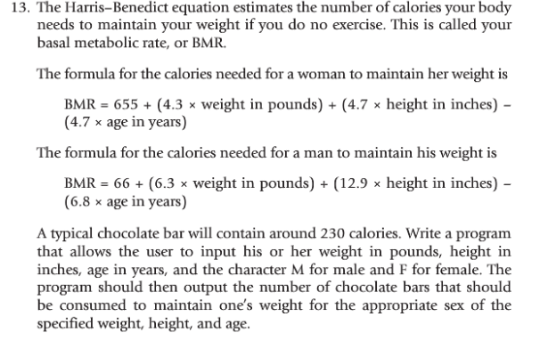 Solved 13. The Harris-Benedict Equation Estimates The Number | Chegg.com