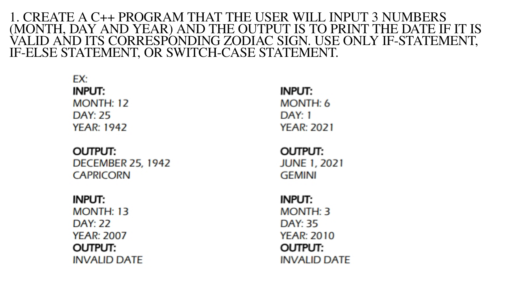 Solved 1 CREATE A C PROGRAM THAT THE USER WILL INPUT 3 Chegg