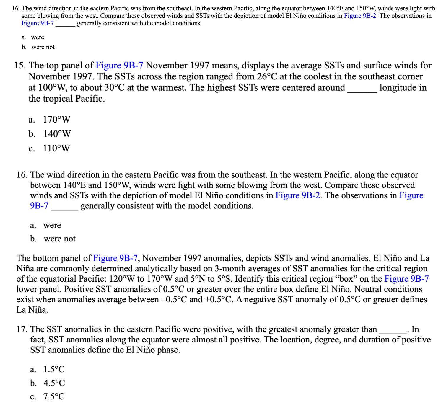 Solved 15. The top panel of Figure 9B-7 November 1997 means, | Chegg.com