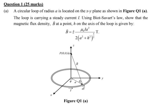 Solved Question 1 25 Marks A A Circular Loop Of Radiu Chegg Com