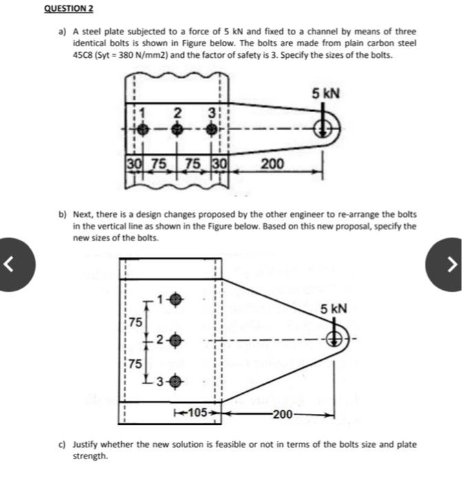 Solved QUESTION2 a) A steel plate subjected to a force of 5 | Chegg.com