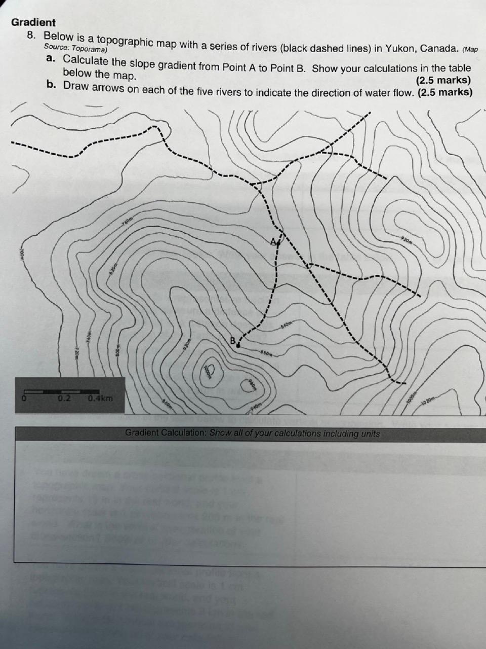 Gradient 8. Below is a topographic map with a series | Chegg.com