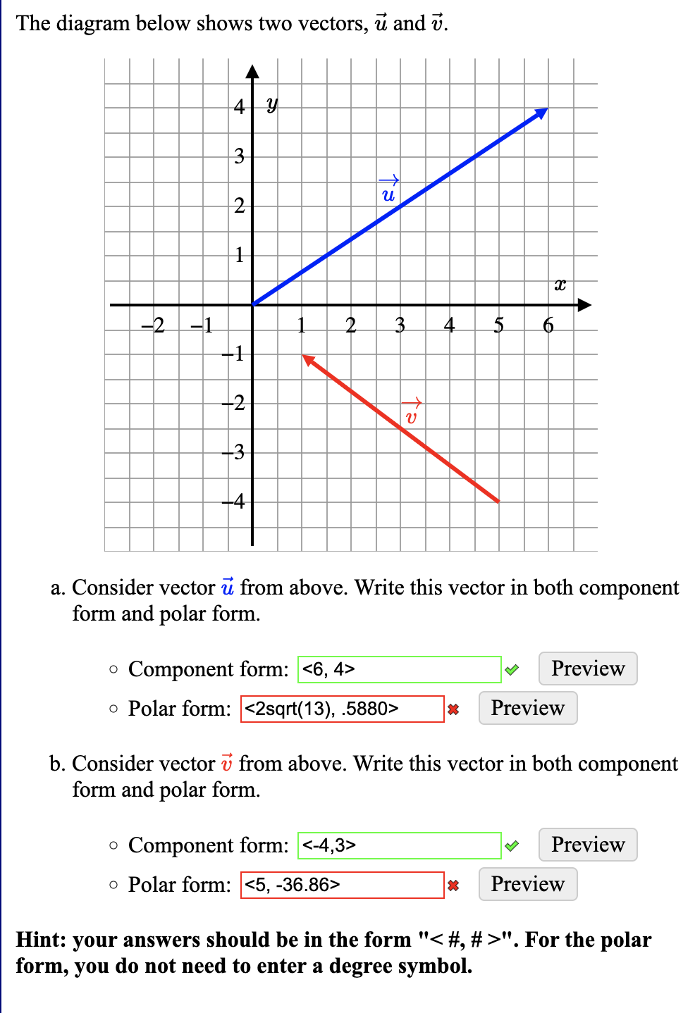 Solved The Diagram Below Shows Two Vectors, →u And →v. I | Chegg.com