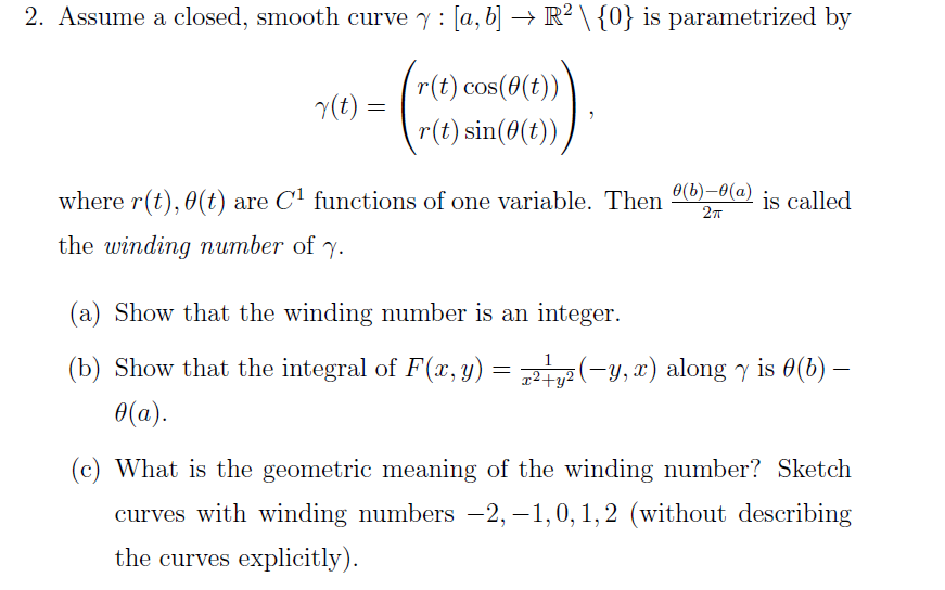 Solved 2 Assume A Closed Smooth Curve Y A B R2 Chegg Com