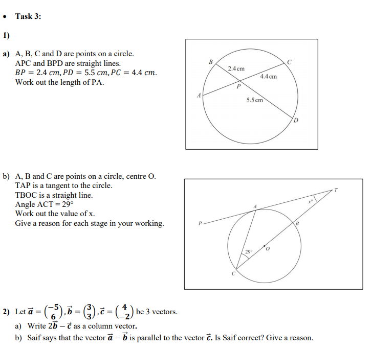 Solved Task 3: 1) B с a) A, B, C and D are points on a | Chegg.com