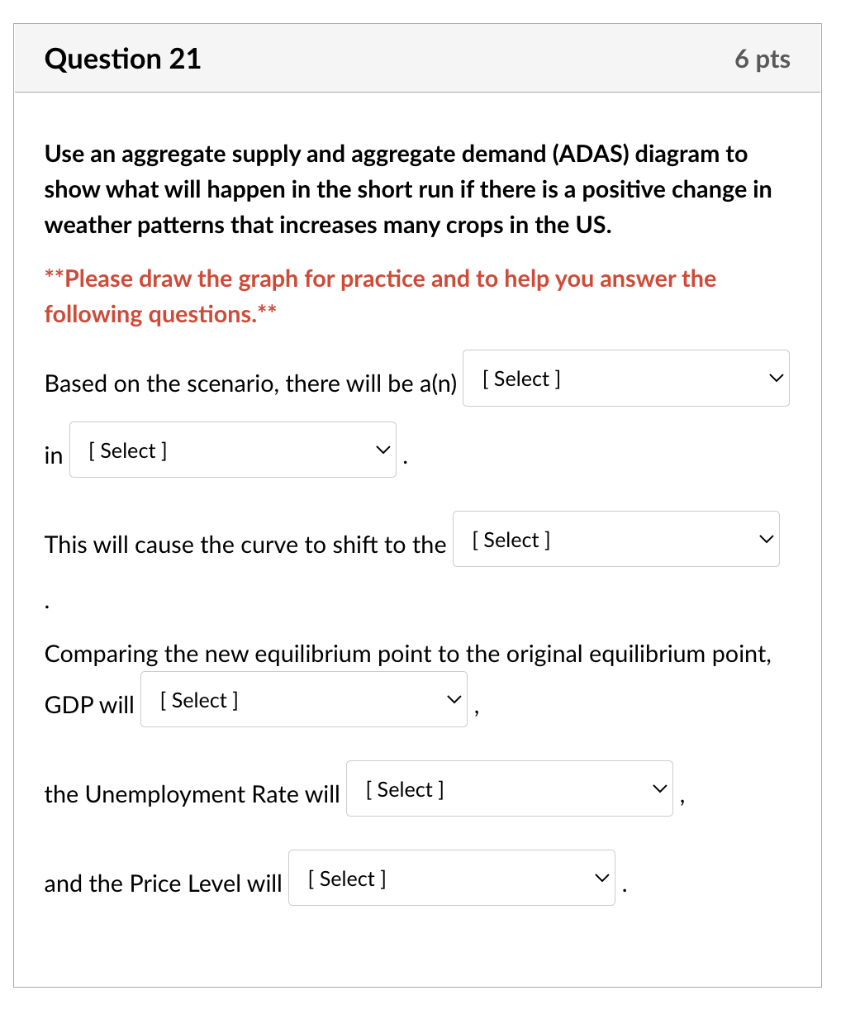 Solved Possible Answers: 1. Increase / Decrease 2. AD / | Chegg.com