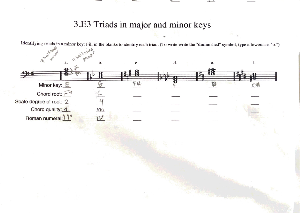 3.E3 Triads in major and minor keys Identifying | Chegg.com