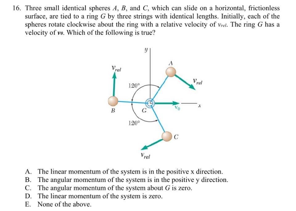 Solved 16. Three Small Identical Spheres A, B, And C, Which | Chegg.com