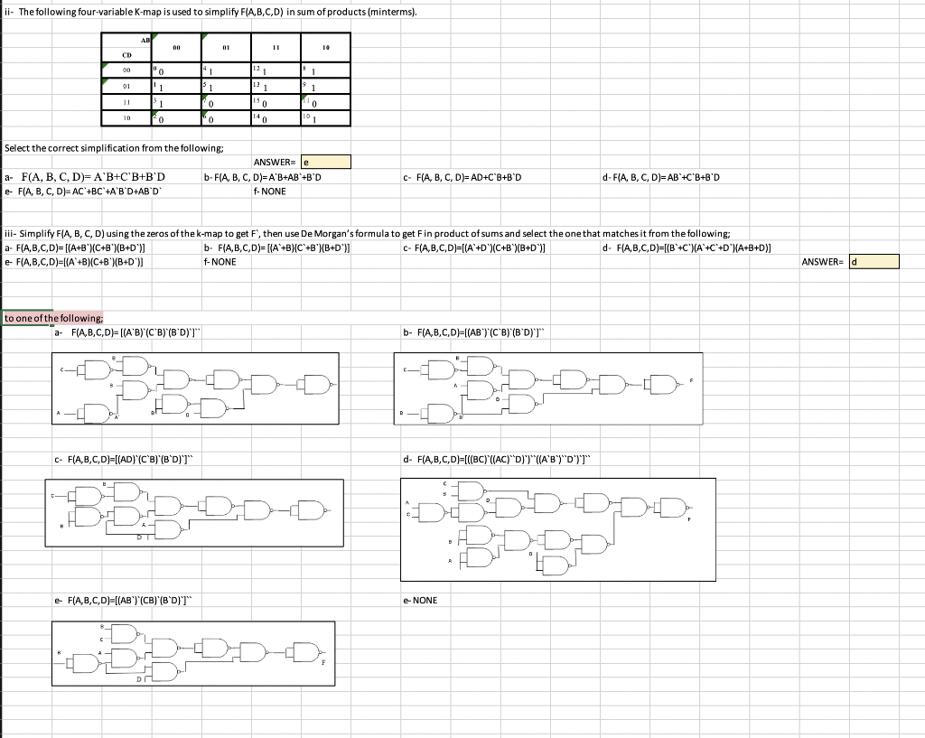 Solved ii the following four variable k map is used to chegg