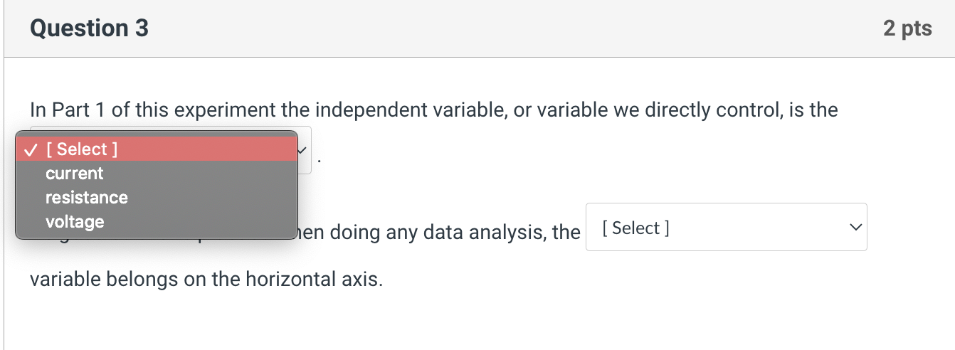 In Part 1 of this experiment the independent | Chegg.com