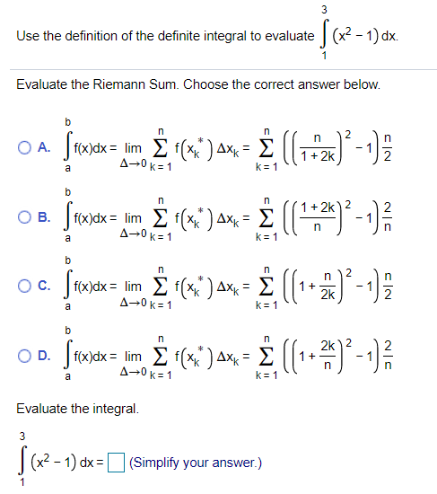Solved 3 Use the definition of the definite integral to | Chegg.com
