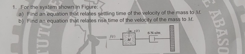 Solved 1. For the system shown in Figure: a) Find an | Chegg.com