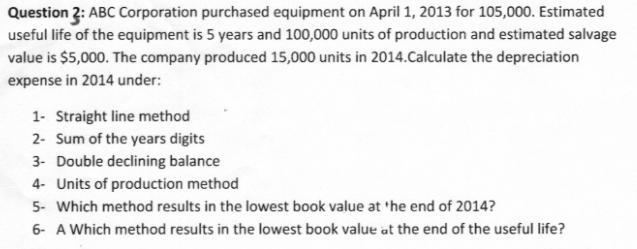 Solved Question 3: ABC Corporation Purchased Equipment On | Chegg.com