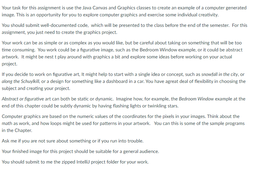 Solved Your task for this assignment is use the Java Canvas | Chegg.com