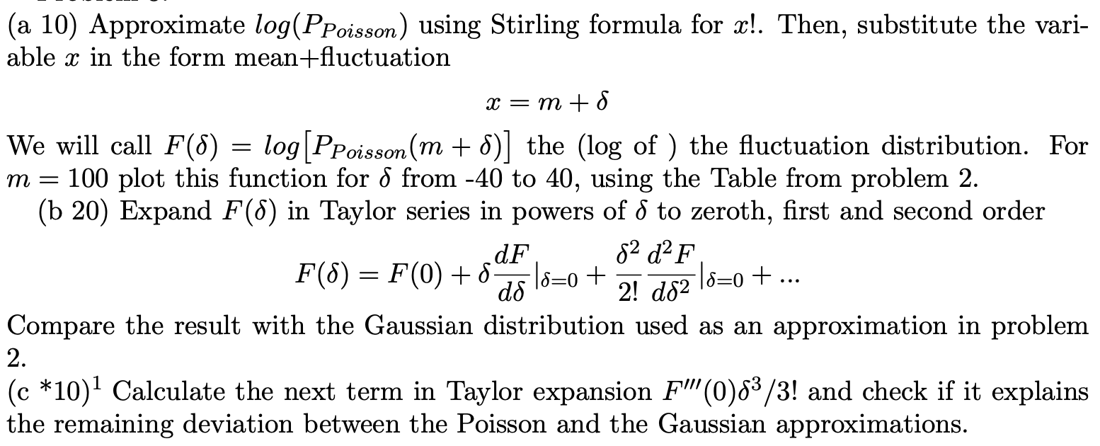 m = (a 10) Approximate log(PPoisson) using Stirling | Chegg.com