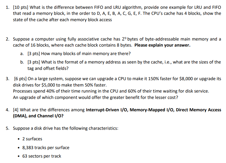Solved 1. [10 pts] What is the difference between FIFO and