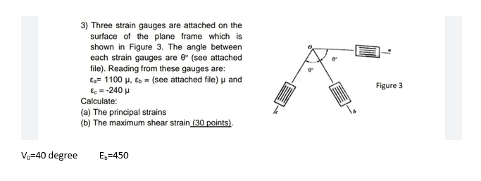 Solved 3) Three strain gauges are attached on the surface of | Chegg.com