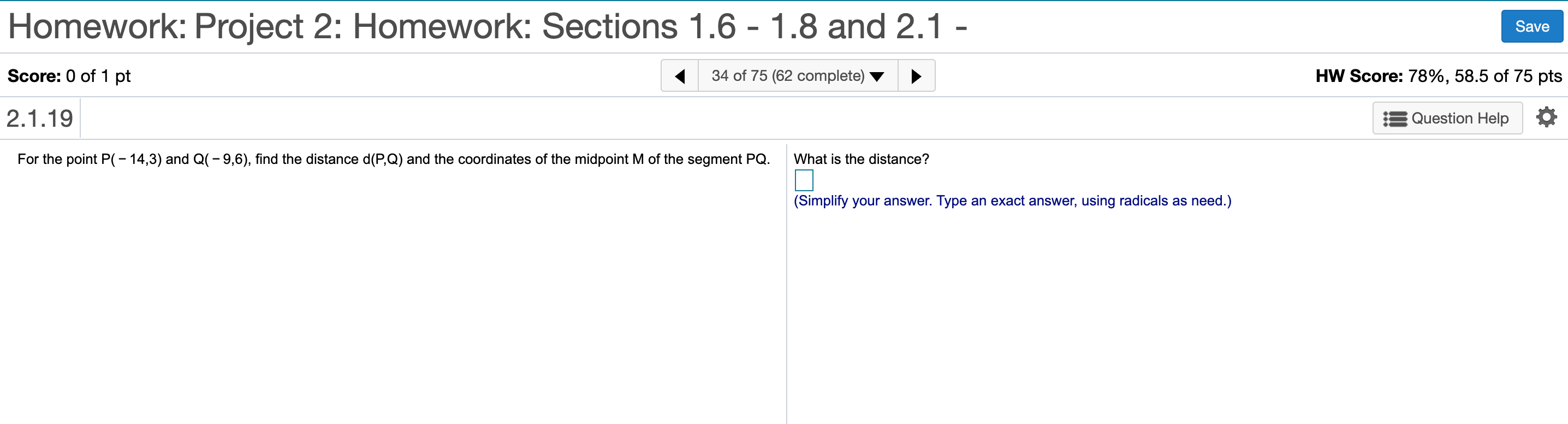 Solved Homework: Project 2: Homework: Sections 1.6 - 1.8 and | Chegg.com