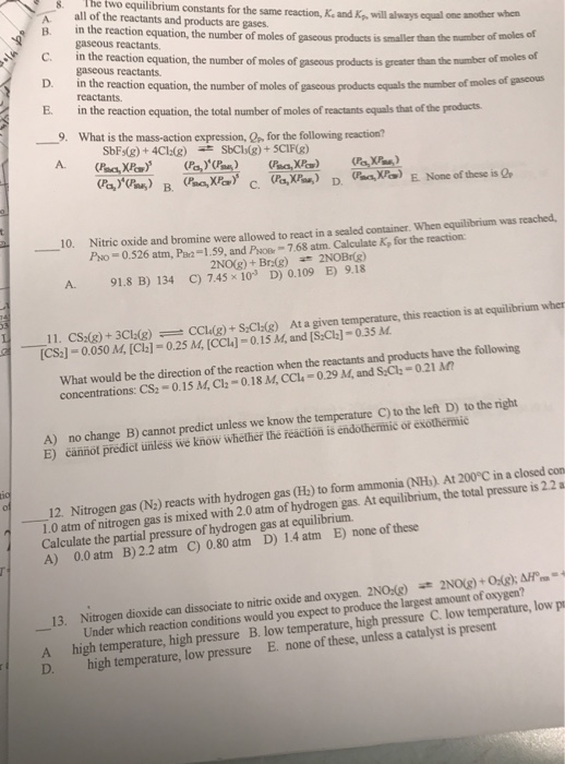 Solved The two equilibrium constants for the same reaction, | Chegg.com