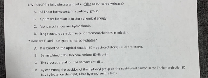 Solved 1.Which of the following statements is false about | Chegg.com