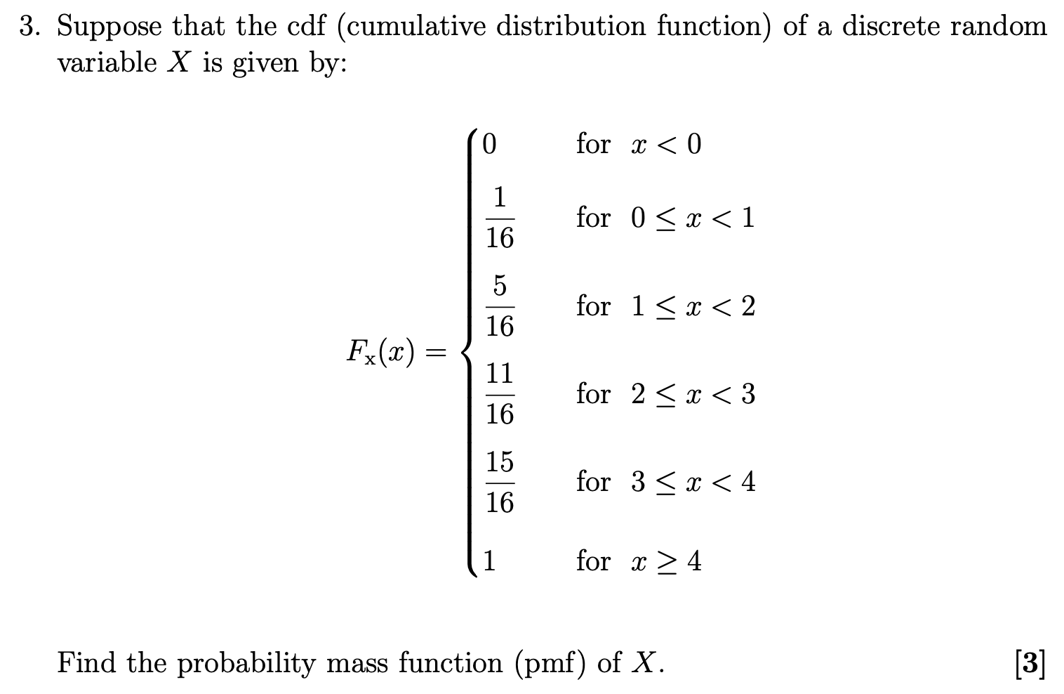 Solved 3. Suppose That The Cdf (cumulative Distribution | Chegg.com