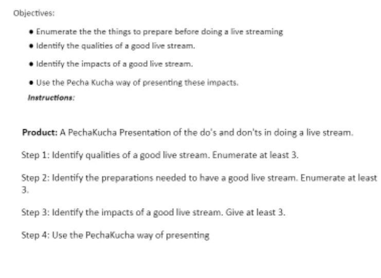 Objectives: - Enumerate the the things to prepare | Chegg.com