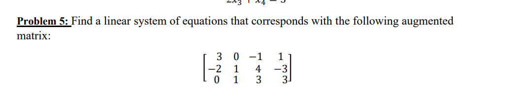 Solved Problem 5: Find a linear system of equations that | Chegg.com