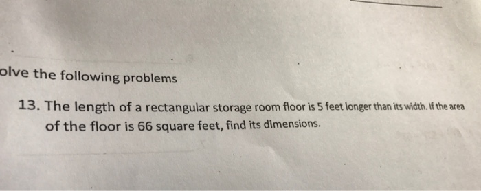 Solved The length of a rectangular storage room floor is 5 | Chegg.com