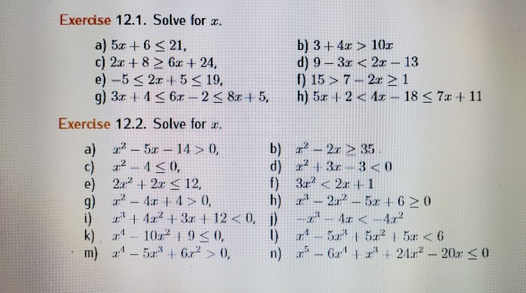 Solved Exercise 12 1 Solve For X B 3 4x 102 13 A 5x6 Chegg Com