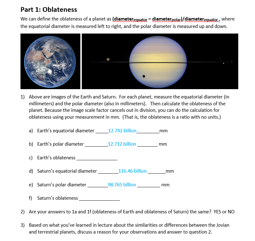 Solved Part 1: Oblateness We can define the oblateness of a | Chegg.com