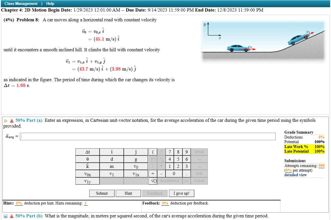 Solved (4\) Problem 8 A car moves along a horizontal road