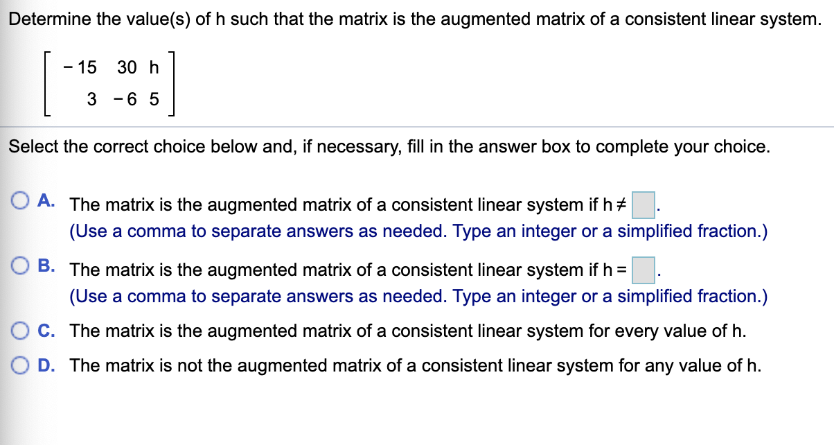 Solved Determine The Values Of H Such That The Matrix Is 2264