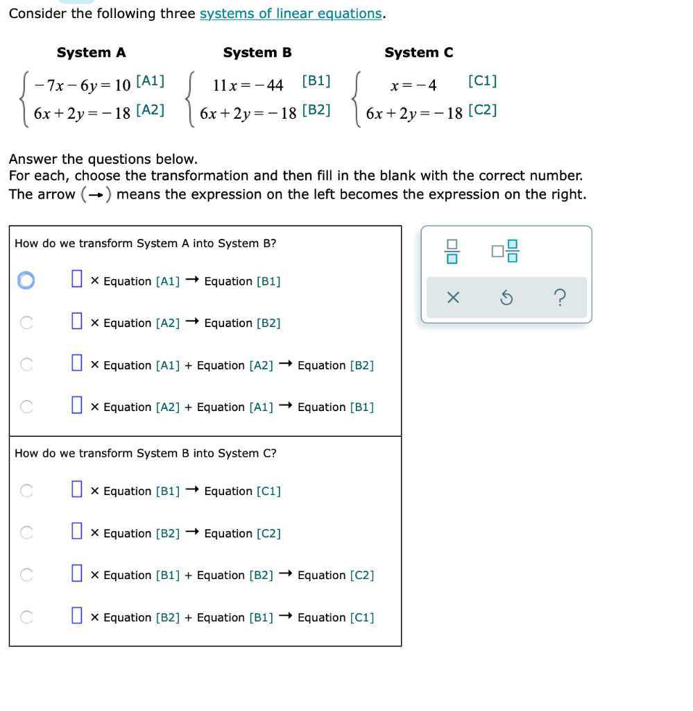 Solved Consider the following three systems of linear | Chegg.com
