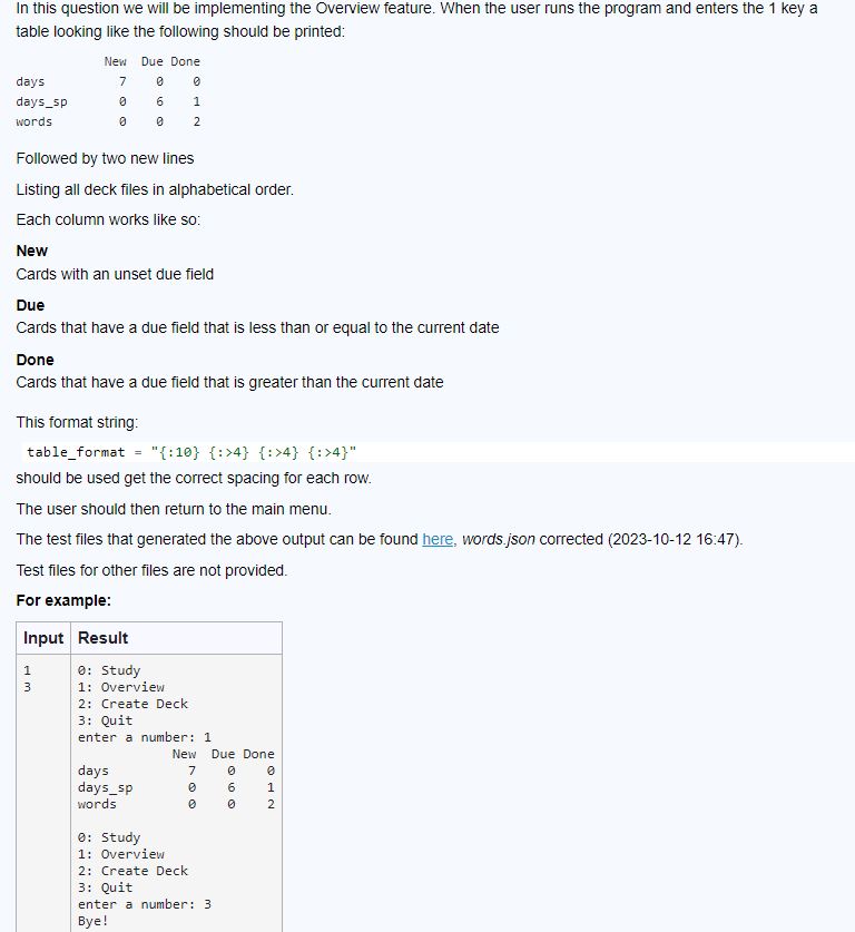 Solved In this question we will be implementing the Overview | Chegg.com